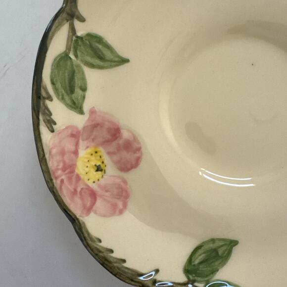 Vintage Franciscan Earthenware Desert Rose Saucers Hand Painted USA Made SET 8 - Picture 8 of 9